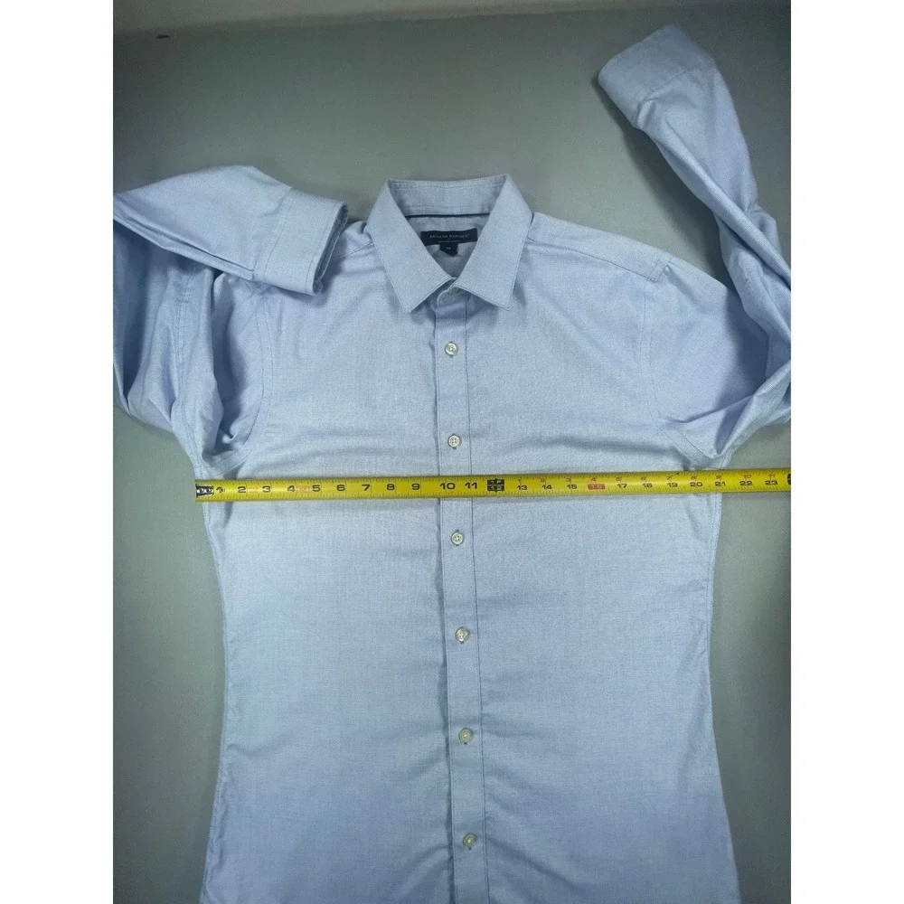 Banana Republic Dress Shirt Mens Non-Iron Slim Fit Blue Dusk Micro Check Medium
